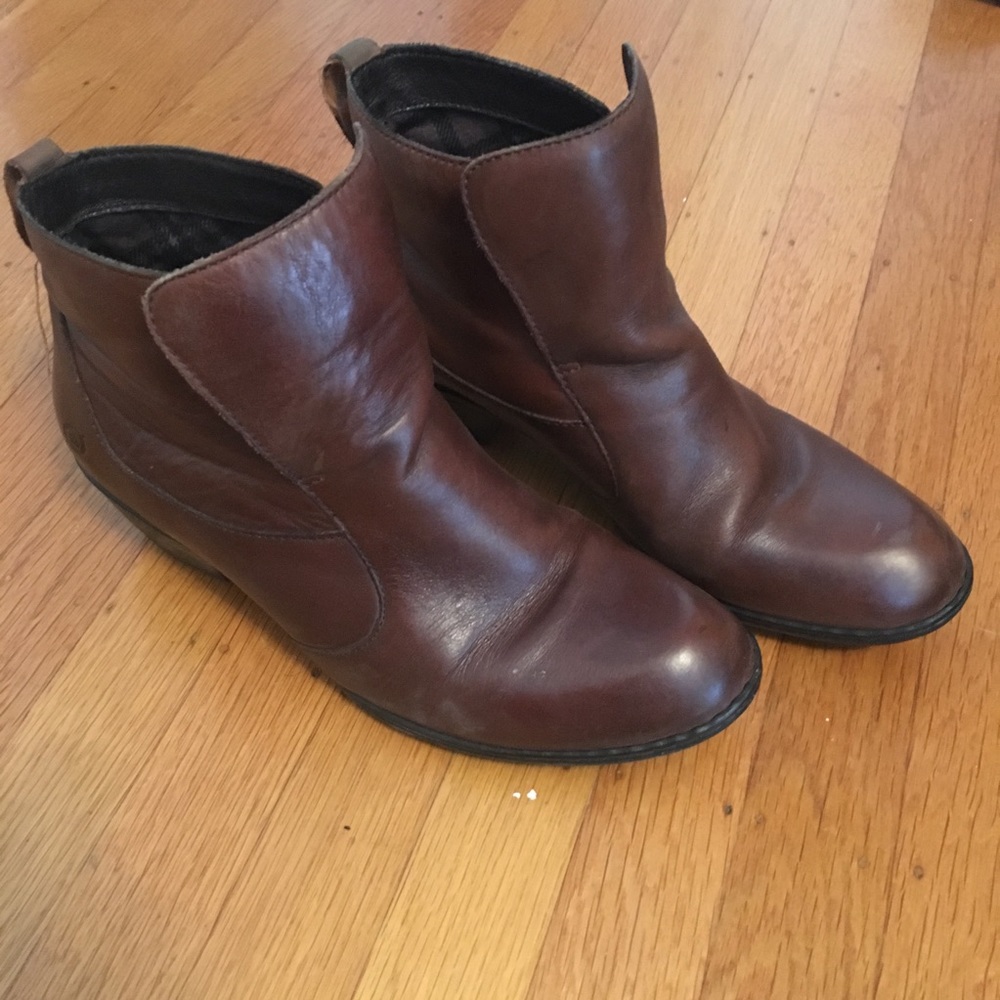 Brown leather ankle boots